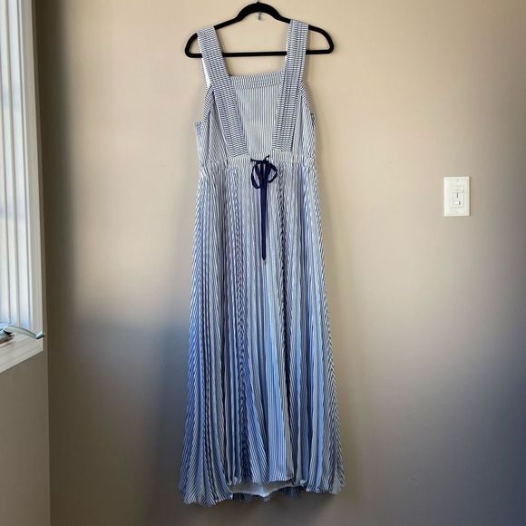 Maeve Anthropologie Darcy Striped Maxi dress with Bow SZ 10 - Picture 7 of 13